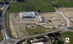 Photo aérienne construction supermarché Saint Laurent des Arbres