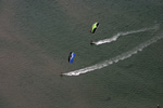 photo aérienne de kitesurf dans le golf de Beauduc -Bouches du Rhône
